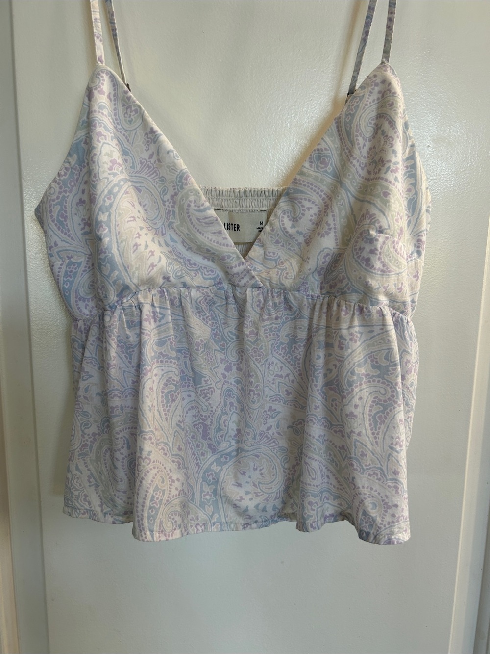 Hollister Pastel Paisley Spaghetti-Strap Cami in Lavender and Light Blue